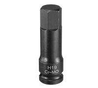 QUARKZMAN Socket De Impacto Hexagonal De 19mm H19 1/2" Acero CR-MO Fosfatado Negro Adaptador De Socket Hexagonal Alargado Para Trabajos De Reparación Y Mantenimiento De Mecánica Automotriz