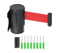 QUARKZMAN Soporte De Pared Fijo Barrera Retráctil De Cinturón 16.4 Pies Cinturones Retráctiles Para Control De Multitudes En Tiendas Rojo Con Caja Negra De ABS