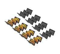QUARKZMAN Soporte para 8 Tacos, Platos de Plástico para 3 Tacos, Soporte de Taco Tallado Hueco, Apto para Lavavajillas y Microondas, Negro