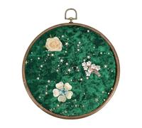 QUARKZMAN Tablero De Exhibición Redondo De Alfileres Colgante De Pared De Terciopelo De 21cm Soporte De Exhibición Y Almacenamiento De Joyas Para Pines De Esmalte Estrella Verde Oscuro
