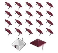 QUARKZMAN Tachuelas de Pirámide Cuadrada 12mm Rojo Azufaifo 60 Piezas | 2 Garras de Remache con Púas, Acero al Carbono, para Bolsos, Zapatos, Artesanía en Cuero, Punk Rock, Chaqueta Vaquera
