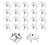QUARKZMAN Tachuelas de Pirámide Cuadrada 8mm 4 Garras 50 Piezas | Acero al Carbono, de Remache con Púas, de Graffiti, para Bolsos, Zapatos, Artesanía en Cuero, Base Blanca con Puntos Negros