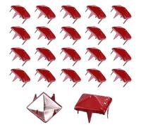 QUARKZMAN Tachuelas Pirámide Cuadrada 10mm 4 Garras Remache 50 piezas | Punta Graffiti, Acero Carbono, Base Roja con Puntos Blancos, para Bolsos Zapatos Artesanía Cuero Chaqueta Vaquera Punk Rock