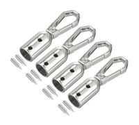 QUARKZMAN Tapas de Extremos de Cordón, 4 Piezas de Tapón de Extremo de Barril de 8 mm /0.32", Terminales de Cordón con Tornillos para Hacer Joyas de Borla, Correas de Bolsa, Plata