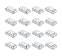 QUARKZMAN Tapas para Postes 1.6" x 3.2" DE Acero Galvanizado 16 Piezas | Cuadradas, para Buzón, Exterior, Cercas de Eslabones, Madera/Metal, Barandillas de Terraza, Plateado