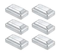 QUARKZMAN Tapas Poste 1.6"x3.2"DE Acero Galvanizado Plateado 6 Piezas | Cuadradas, para Buzón Exterior, Cerca de Eslabones, Madera/Metal, Terraza, Barandilla