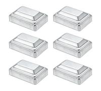 QUARKZMAN Tapas Postes 6 Pzs 1.6 x 2.4 pulg Acero Galvanizado Plateado | Cuadradas, para buzón, exterior, cerca de eslabones, cerca de madera/metal y barandilla de terraza