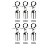 QUARKZMAN Tapón de Extremo de Cordón, 13mm(0.51") Terminales de Extremo de Barril para Encontrar Cordones para Hacer Correas de Bolsos de Borla, 6 Piezas Plateadas (53X25mm)