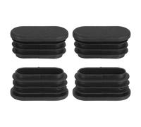 QUARKZMAN Tapones Plástico para Agujeros, 4Pcs 34x16mm Tapón de Extremo de Tubo Oval, Tapón de Inserción, Cubiertas de Agujero para Patas de Mesa y Silla, Negro