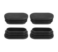 QUARKZMAN Tapones Plástico para Agujeros, 4Pcs 50x25mm Tapón de Extremo de Tubo Oval, Tapón de Inserción, Cubiertas de Agujero para Patas de Mesa y Silla, Negro