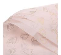 QUARKZMAN Tejido Papel 27.5" x 19.7" Pañuelo Regalo Envoltura Papel Amor Dorado Corazón Rosa para Floristería Ramo Suministros Bricolaje Manualidades Vacaciones Decoración 28uds
