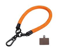 QUARKZMAN Teléfono Cuerda Universal Poliéster Muñequera con Parche para Todos Smartphone Naranja Brillante con Rayas Grises 1 Paquete