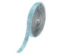 QUARKZMAN Tiras De Estrás, 3 Yardas 0.9cm Cinta De Estrás Adhesiva Cinta De Estrás Brillante Para Manualidades DIY, Decoraciones De Fiestas Autos Teléfonos, Azul Lago