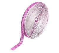 QUARKZMAN Tiras de Pedrería Autoadhesivas, 4 Filas 4 Yardas Cinta de Pedrería de Cristal Brillante Adhesiva para Manualidades Decoración de Coches (Rosa, 0.35" de Ancho)