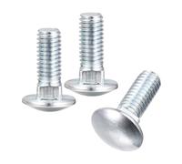 QUARKZMAN Tornillo de Carro de 3/8-16x1" 6 Piezas de Tornillos de Cabeza Redonda con Cuello Cuadrado Acero al Carbono con Recubrimiento de Zinc Rosca Completa Plateado