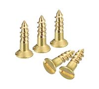 QUARKZMAN Tornillos de Madera de Latón, 25Pcs M2.5 x 10mm Conducción Ranurada Cabeza Plana Autorroscante Avellanada para Carpintería Muebles
