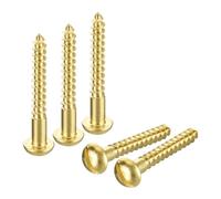 QUARKZMAN Tornillos de madera M6 x 50mm cabeza redonda ranurada de latón tornillo autorroscante para trabajos de carpintería 10 unidades