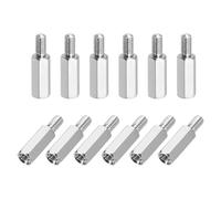 QUARKZMAN Tornillos Espaciadores Hexagonales, M3x12mm+6mm Hembra A Macho Latón Niquelado Separadores Para Placas Base Pilares Espaciadores Para Placas De Circuito PCB, Paquete De 12