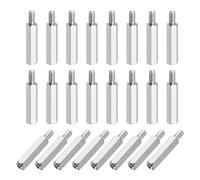 QUARKZMAN Tornillos Espaciadores Hexagonales, M3x20mm+6mm Roscas Macho Y Hembra De Latón Niquelado Separadores Para Placas Base Pilares Espaciadores, Paquete De 24