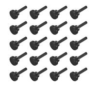 QUARKZMAN Tornillos Moleteados, 20Pcs Tornillos de Mano con Estriado M4 X 20mm con Cabeza Plana de Acero Carbono Negro Perno Herramienta de Reparación con Pomos de Agarre para el Hombro