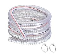QUARKZMAN Tubo de Pvc Reforzado con Alambre de Acero de 3/4" de Diámetro Interno X 5 Pies de Longitud, Tubería Flexible de Manguera de Succión Transparente