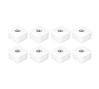 QUARKZMAN Tubos Cuadrados 8 Piezas 25 x 25mm - Funda de Silla de PP con Rosca M8 Inserto Roscado para Patas de Muebles Tapones de Extremo de Tubo de Silla Ajustable (Blanco)