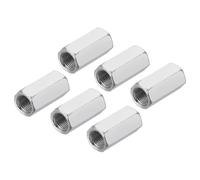 QUARKZMAN Tuercas Acoplamiento Hexagonales Acero Al Carbono M10 X 1 Paso 6 Piezas 30mm/ 1.2" Longitud Barra Roscada Completa Tuerca Acoplamiento Conector Tubería Roscado Plateados