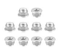 QUARKZMAN Tuercas Hexagonales Con Insertos De Nylon 10pcs - M8 X 1.25mm Tuercas Autoblocantes De Aleación De Aluminio Anodizado Con Brida Para Sujetadores (Plateado)