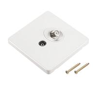 QUARKZMAN TV Ante Enchufe Pared Placa Toma Satélite Blanco PC 88mm x 86mm para Coaxial Cable Plomado