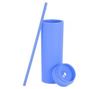 QUARKZMAN Vaso de Doble Pared con Pajita y Tapa, 16 Oz Acrílico Recto a Granel Aislado Reutilizable Vaso Frío Transparente para Fiestas, Cumpleaños y Uso Diario, Azul Violeta Mate