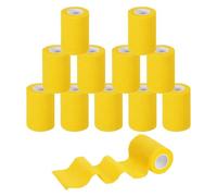 QUARKZMAN Venda Adhesiva Autoadhesiva 3 Pulgadas X 5 Yardas Vendas Cohesivas No Tejidas Cinta Deportiva Elástica Transpirable para Tobillos Muñecas Manos Rodillas Amarillo 12 Rollos