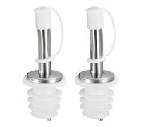 QUARKZMAN Vertedores Botellas Acero Inoxidable 2uds 80mm / 3.15" Boquilla Aceite con Tapón Goma Vino Vertedores Licor para Verter Líquidos Vino Vinagre(blanco)