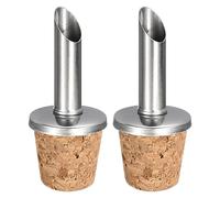 QUARKZMAN Vertedores Botellas Acero Inoxidable 2uds Diseño Tapón Corcho Pico Aceite Oliva Botella Vino Vertedores Licor para Verter Líquidos, Vino, Vinagre en Mayoría las Botellas Licor