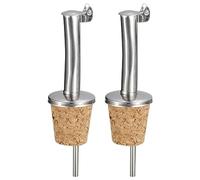 QUARKZMAN Vertedores Botellas Acero Inoxidable, 2uds, Vertedor Automático Aceite Oliva, Tapón con Diseño Corcho para Botellas para Vertidos Líquidos, Aceite Oliva, Vino, Vinagre