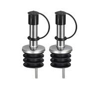 QUARKZMAN Vertidores Botellas Acero Inoxidable, 2uds Boquillas para Aceite Oliva con Tapas Goma, Vertidores para Vino Licor Café Vinagre Botellas (Negro)
