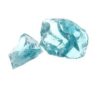 QUARKZMAN Vidrio para Fuego de Chimenea, 0.9 Libras de Rocas de Vidrio Reflectante de Alto Brillo Templado para Chimenea de Propano Natural, 5-8cm, Azul Cielo
