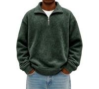Quarter Zip Sweatshirts for Men Suede Mock Neck Sweatshirt Rugby Polo Shirts Distressed Long Sleeve Fleece Pullovers