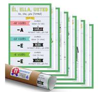 Quarterhouse Juego de 11 pósteres de verbos en español y vocabulario para principiantes (juego A), materiales de aprendizaje para estudiantes y profesores de prekínder y K-12, 12 x 18 pulgadas