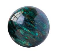 Quartz Crystal Ball Green Emerald Crystal Sphere Sculpture Figurine with Wooden Stand Home Office Decor Garden Ornament,55-60mm