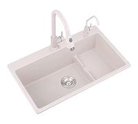 Quartz Stone Kitchen Sink Single Bowl Drop- in Kitchen Sink Workstation Easy Clean R Angle Kitchen Sink with Large Capacity Tank for Bathroom (Size : A)