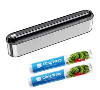 Quasziwa Dispensador Papel Aluminio y Film - Montaje Magnético & Pared sin Taladrar, Cortador Film Transparente, Corte Preciso, Organizador Cocina Profesional - 2 rollos de 100 m, Acero Inox Plata