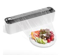 Quasziwa Dispensador Papel Aluminio y Film - Organizador de Cocina Magnético y Adhesivo sin Taladrar, Cortador de Film Transparente - Corte Preciso y Ahorra Espacio para Rollos de hasta 300m - Negro