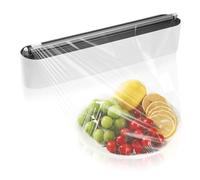 Quasziwa Dispensador Papel Aluminio y Film - Organizador de Papel de Aluminio y Fim de Plástico Rellenable Magnético para Cocina, Cortador de Film Transparente - Incluido 1 * 50 Metros Film, Negro