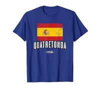 Quatretonda España | Souvenir - Ciudad - Bandera - Camiseta, Hombre, Azul Real, M