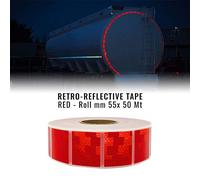 Quattroerre 3510 - Rodillos refractivos homologados CEE Onu 104 para vehículos de Lona, Rojo, 55 x 50 MT