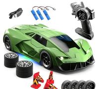 Quavva Coche de deriva RC 1/18 4WD para más de 14 adultos, luces LED de 2.4 GHz, 2 velocidades, neumáticos duales, modelo RTR morado (verde 3B)