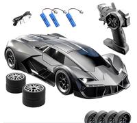 Quavva Coche de deriva RC 1/18 4WD para más de 14 adultos, luces LED de 2.4 GHz, 2 velocidades, neumáticos duales, modelo RTR morado (negro 3B)