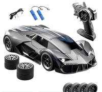 Quavva Coche de deriva RC 1/18 4WD para más de 14 adultos, luces LED de 2.4 GHz, 2 velocidades, neumáticos duales, modelo RTR morado (negro 2B)