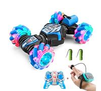 Quavva N100 RC Stunt Car, 2.4G, control de gestos, rotación de 360 grados, ruedas mecanum, spray trasero, sincronización de música LED, diseño a prueba de golpes, juguete para niños, regalo de