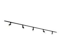 Qub Focus III - Foco de techo monofásico (300 cm, 5 cabezales GU10, 3 rieles de 1 m, forma en I, luz de techo, color negro, extensible y flexible), compatible con LED, iluminación de riel de diseño